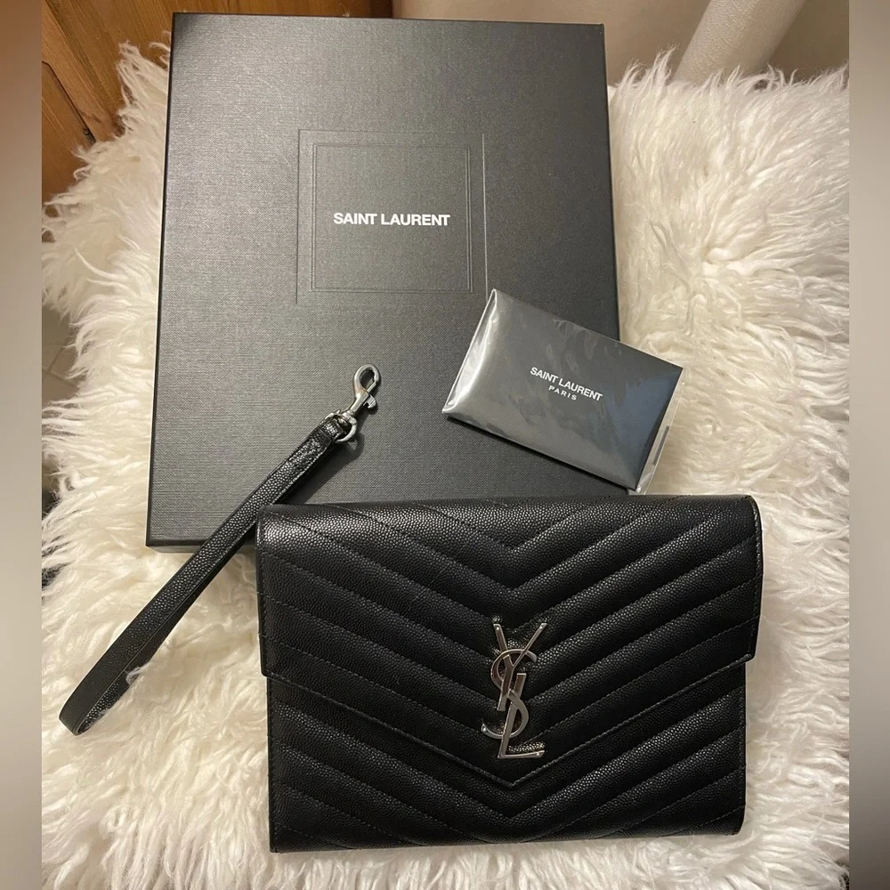 YSL Cassandre Grain Flap Wristlet - Picture 2 of 13